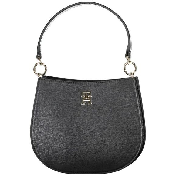 Tommy Hilfiger HalfMoon Top Zip Handbag Women Black Handbags